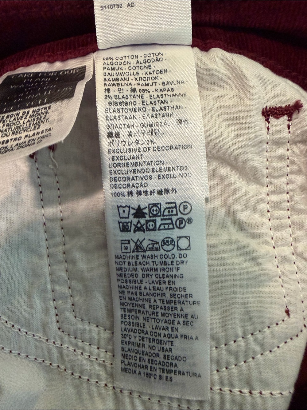 *LIKE NEW* LEVI’s 725 High Rise Bootcut Corduroy Bootcut Pants, cranberry - Picture 9 of 9